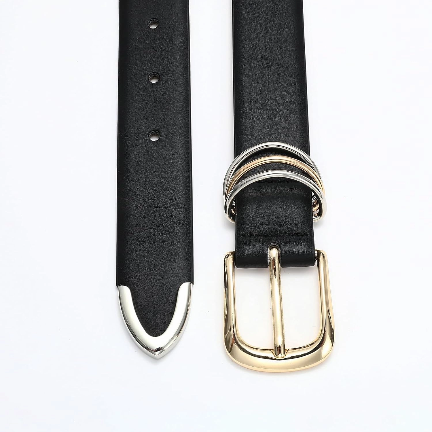 Women's Leather Belts with Gold Buckle Fashion Leather Waist Belt Elegant Ladies Belts for Jeans Dress & Casual Wear