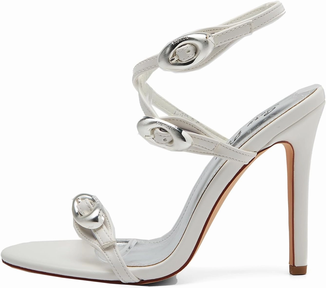 Women's Slingback Sandals Bold Buckles 4.3" Stiletto Open Toe & Ankle Strap Nightclub Party Wedding Shoes