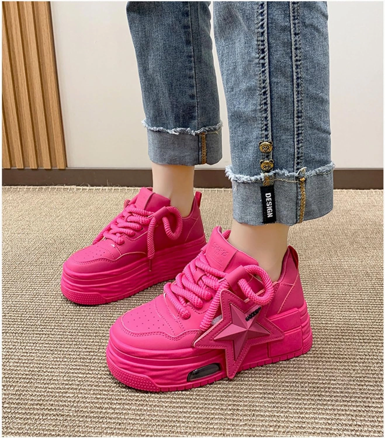 Women's Sneakers Exaggerated Star Chunky Platform Bold Retro Streetwear Shoes Thick Sole Y2K Fashion Daily Outfits