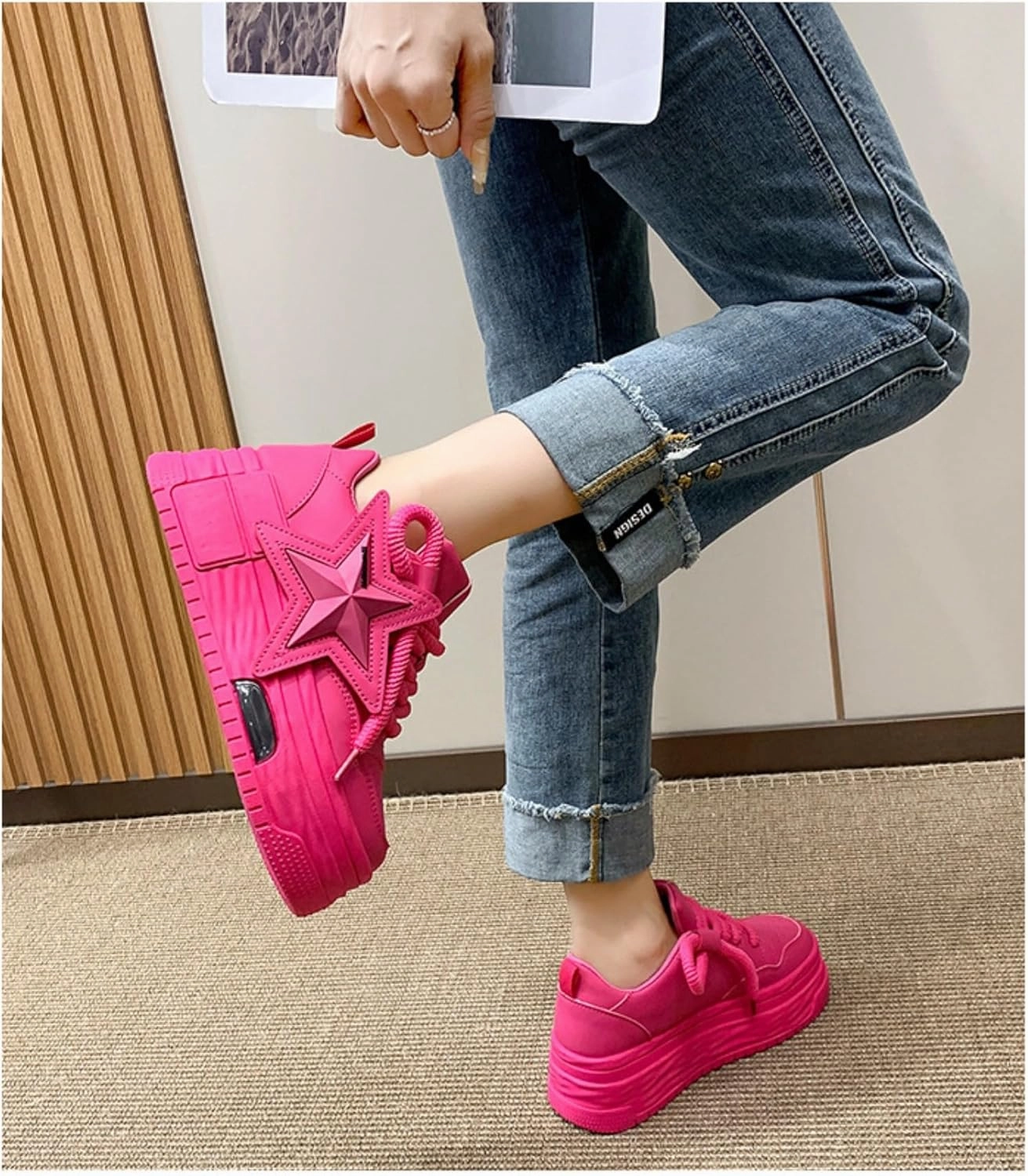 Women's Sneakers Exaggerated Star Chunky Platform Bold Retro Streetwear Shoes Thick Sole Y2K Fashion Daily Outfits