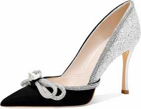 Women's Sparkly High Heels Closed Pointed Toe Pumps 3.74-inch Sexy Slip on Heels Wedding Party Pumps Shoes