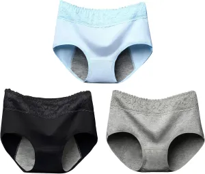 Women's 3 Pieces Cotton Panties,Full Coverage Mid Waisted Seamless Hipster Brief,Comfort Flex Fit No Show Brief