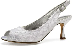 Women's Luxe Lace Stiletto Heels - 7cm/2.75" Elegant High Heel Pumps with Cushioned Silver PU Lining & Slip-Resistant Rubber Sole | Size 36-42 (EU) | Wedding, Party & Evening Dress Shoes