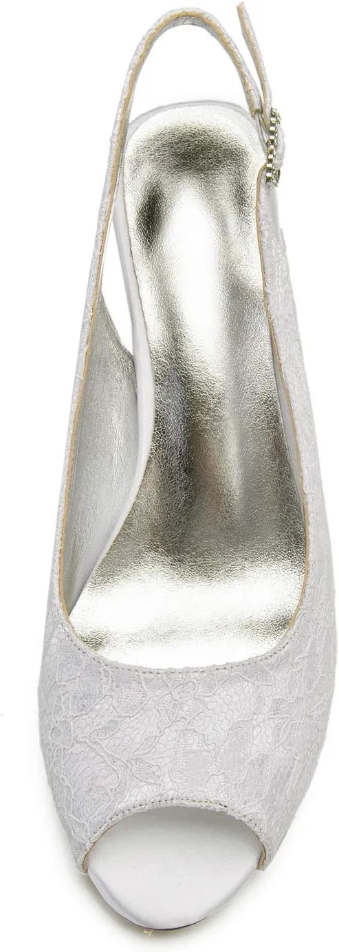 Women's Luxe Lace Stiletto Heels - 7cm/2.75" Elegant High Heel Pumps with Cushioned Silver PU Lining & Slip-Resistant Rubber Sole | Size 36-42 (EU) | Wedding, Party & Evening Dress Shoes