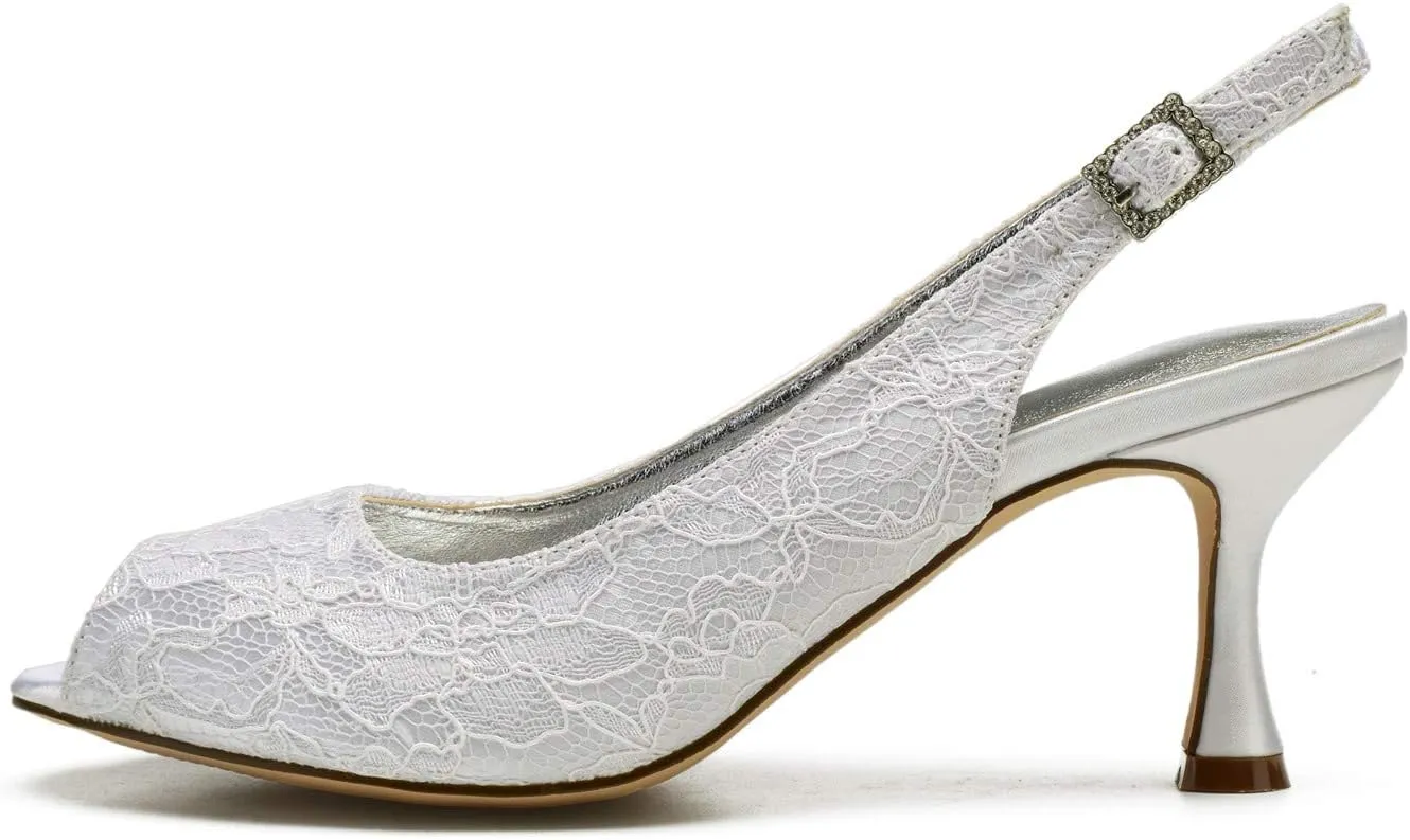 Women's Luxe Lace Stiletto Heels - 7cm/2.75" Elegant High Heel Pumps with Cushioned Silver PU Lining & Slip-Resistant Rubber Sole | Size 36-42 (EU) | Wedding, Party & Evening Dress Shoes