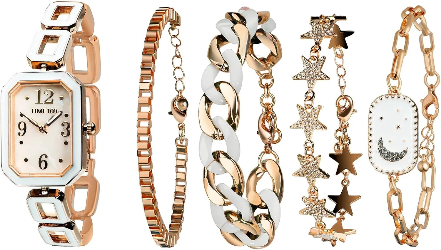 Women's Rectangle Watch and Bracelet Set, Women's Bracelet Watch Set，Gifts for Women