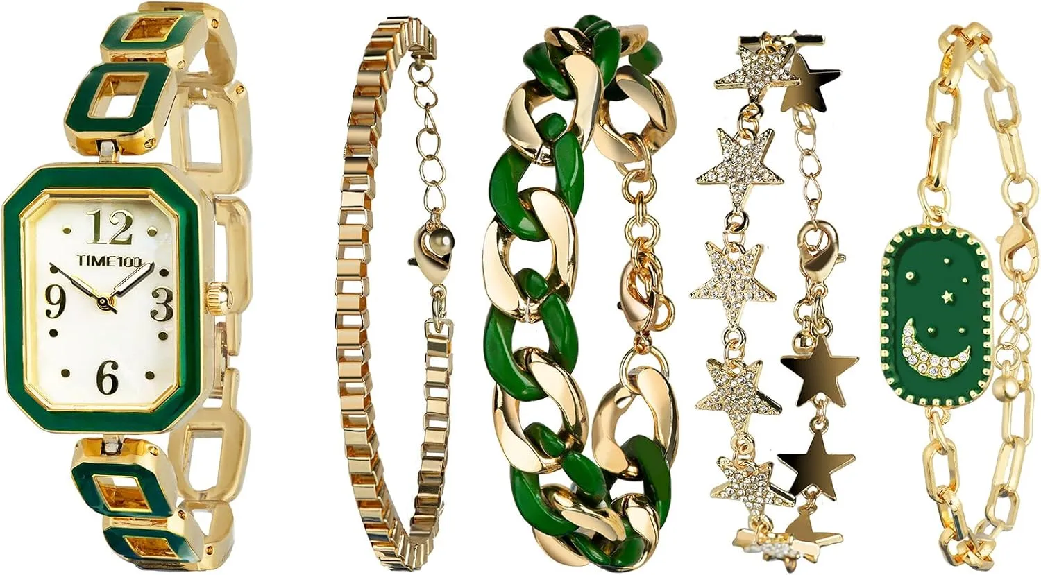 Women's Rectangle Watch and Bracelet Set, Women's Bracelet Watch Set，Gifts for Women