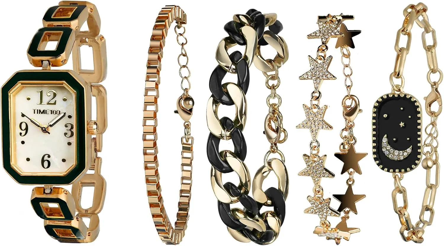Women's Rectangle Watch and Bracelet Set, Women's Bracelet Watch Set，Gifts for Women