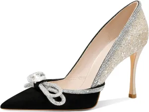 Women's Sparkly High Heels Closed Pointed Toe Pumps 3.74-inch Sexy Slip on Heels Wedding Party Pumps Shoes
