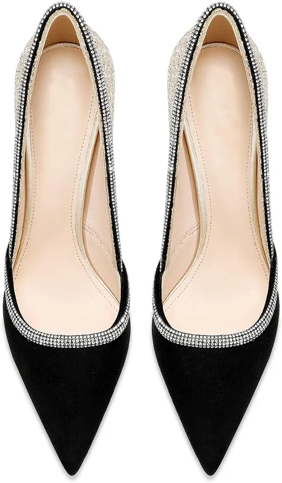 Women's Sparkly High Heels Closed Pointed Toe Pumps 3.74-inch Sexy Slip on Heels Wedding Party Pumps Shoes
