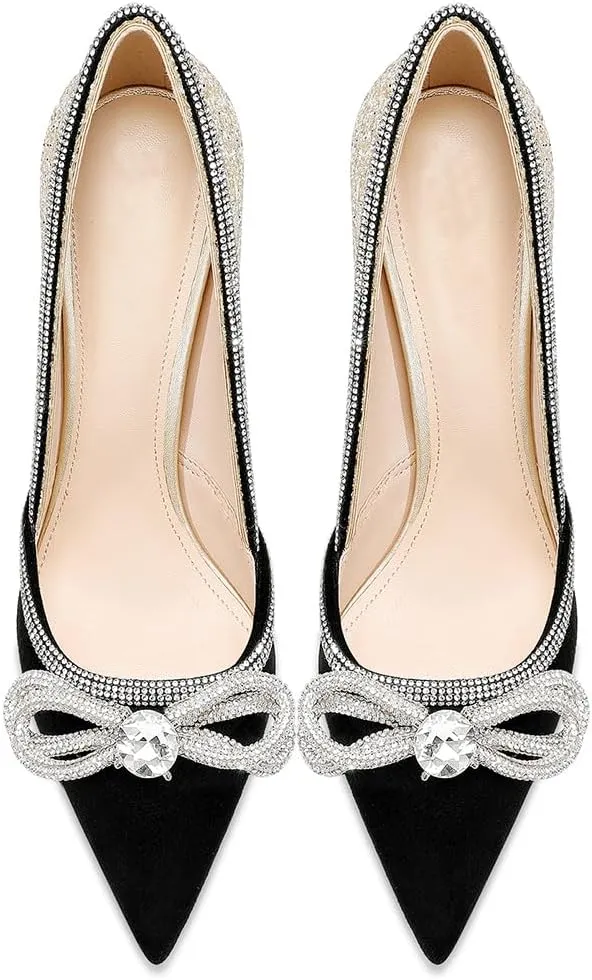 Women's Sparkly High Heels Closed Pointed Toe Pumps 3.74-inch Sexy Slip on Heels Wedding Party Pumps Shoes