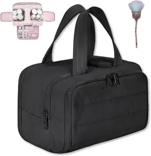 Women's Travel Cosmetic Bag,4-in-1 Waterproof Makeup Organizer,Large Capacity Hanging Toiletry Bag with Dividers
