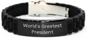 World's Greatest President Quote Glide lock Clasp Bracelet, Gifts from Men, President Gifts for Father's Day