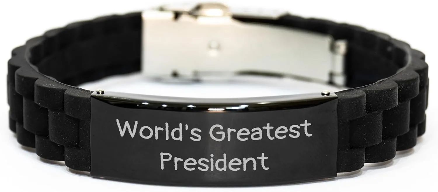 World's Greatest President Quote Glide lock Clasp Bracelet, Gifts from Men, President Gifts for Father's Day