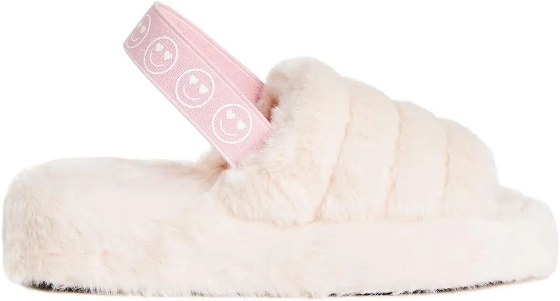 xo, Fetti Smile Strap Slippers, White Fur, Bachelorette Party Decorations, Birthday Sandals, Bridesmaid Gift, Birthday Party Favor