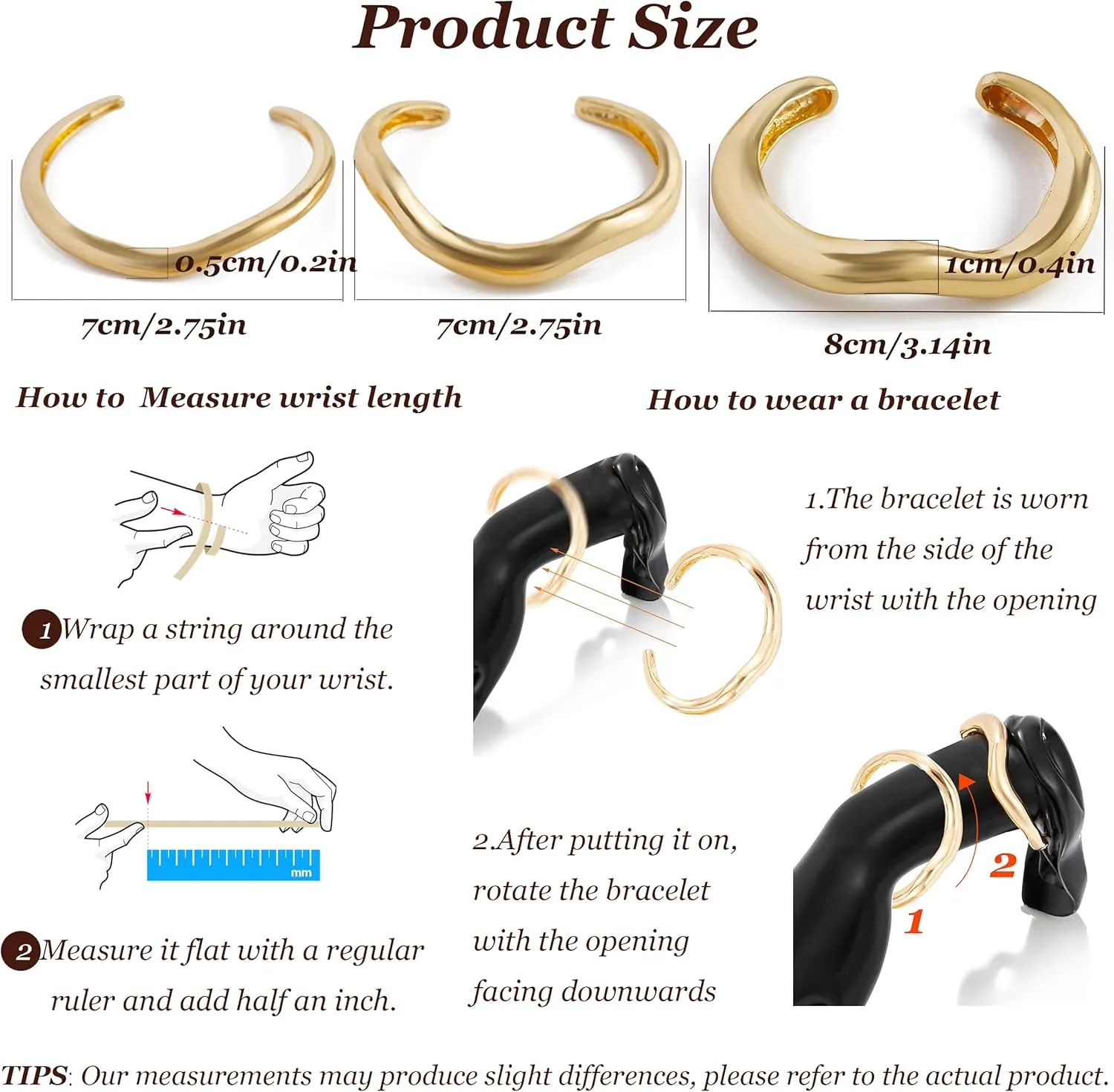 YANCHUN Gold Bangles for Women Bangle Bracelets Chunky Bangles Bracelets Non Tarnish Gold/Silver Bracelet for Women Trendy Jewelry Gift