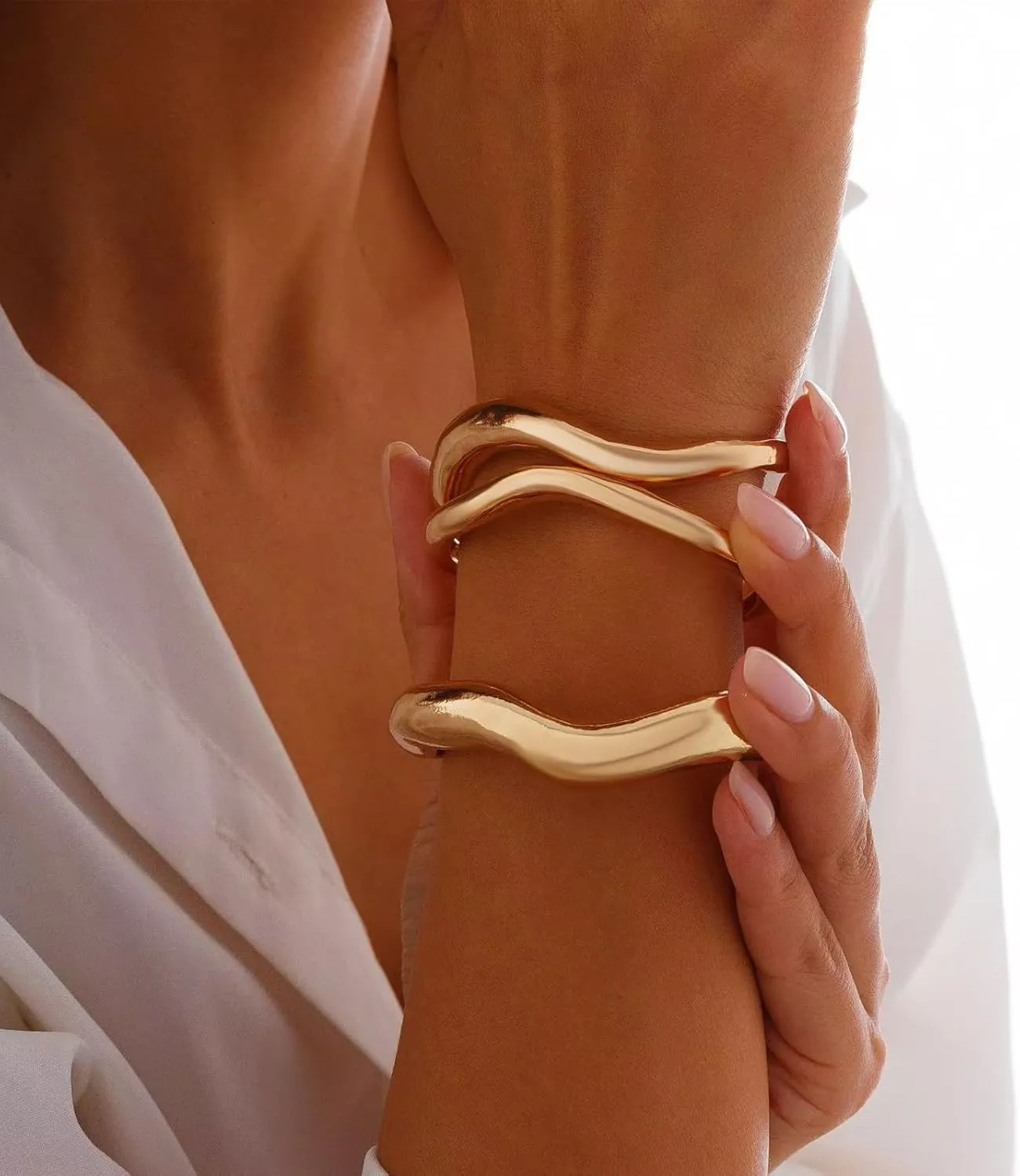 YANCHUN Gold Bangles for Women Bangle Bracelets Chunky Bangles Bracelets Non Tarnish Gold/Silver Bracelet for Women Trendy Jewelry Gift