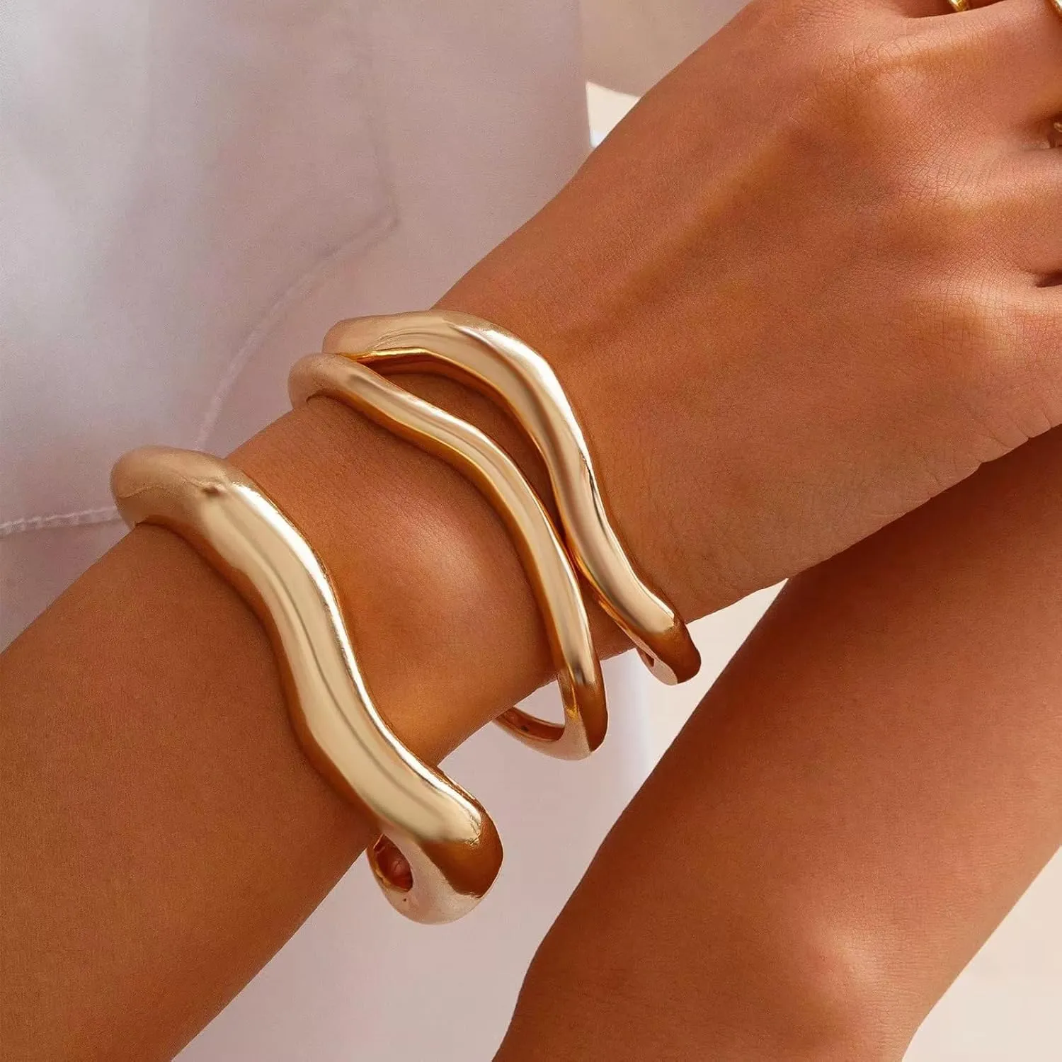 YANCHUN Gold Bangles for Women Bangle Bracelets Chunky Bangles Bracelets Non Tarnish Gold/Silver Bracelet for Women Trendy Jewelry Gift