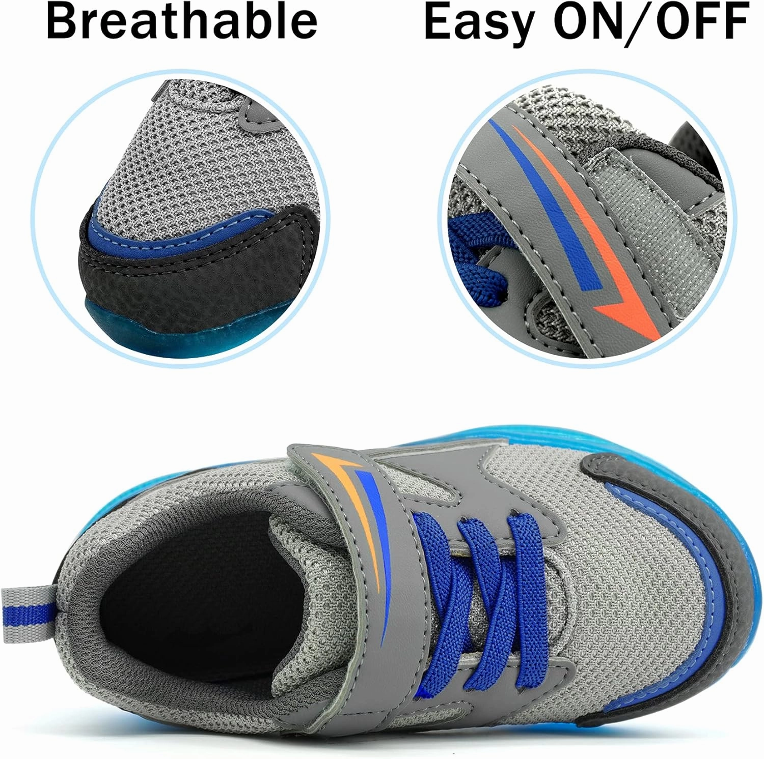 YESKIS Toddler Boys Girls Light Up Shoes LED Flashing Lightweight Mesh Breathable Adorable Running Sneakers for Toddler and Little Kid