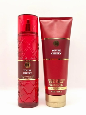 You're Cheeky Fine Fragrance Mist and Body Cream Set, 8 fl oz Mist with Pink Peppercorn Scent, Ultimate Hydration Cream with Shea Butter and Hyaluronic Acid