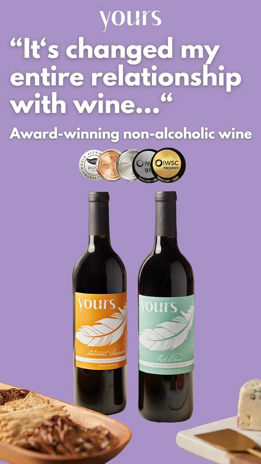 YOURS Non-Alcoholic Wine – “The Reds” 2-Pack Kit – Cabernet Sauvignon & California Red Blend, Award-Winning Alcohol-Free Red Wines – 2 x 750mL Bottles