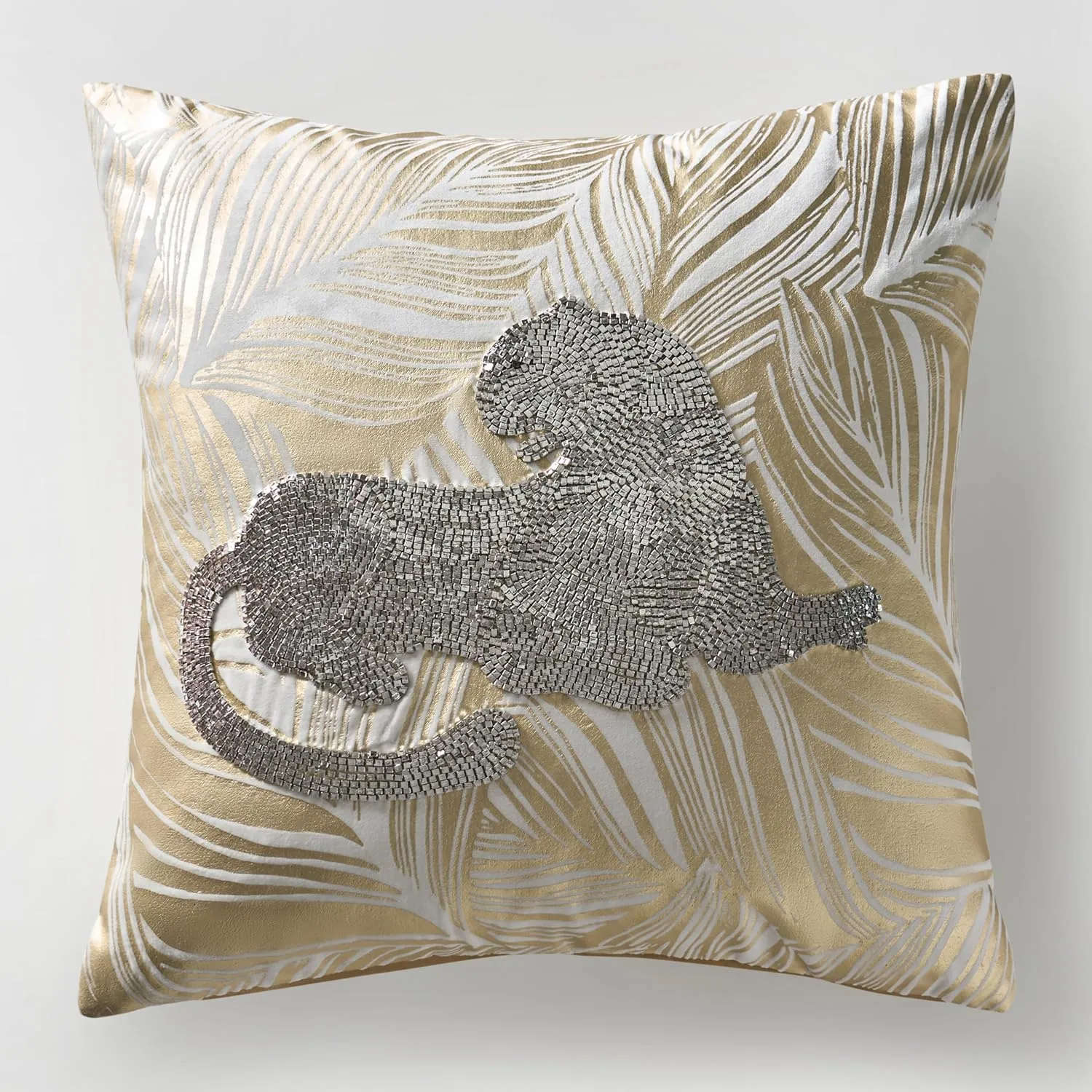 Z Gallerie Mosaic Jaguar Pillow 20" Gold – Decorative Throw Pillow with Elegant Jaguar Print for Living Room and Bedroom