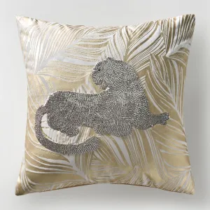 Z Gallerie Mosaic Jaguar Pillow 20" Gold – Decorative Throw Pillow with Elegant Jaguar Print for Living Room and Bedroom