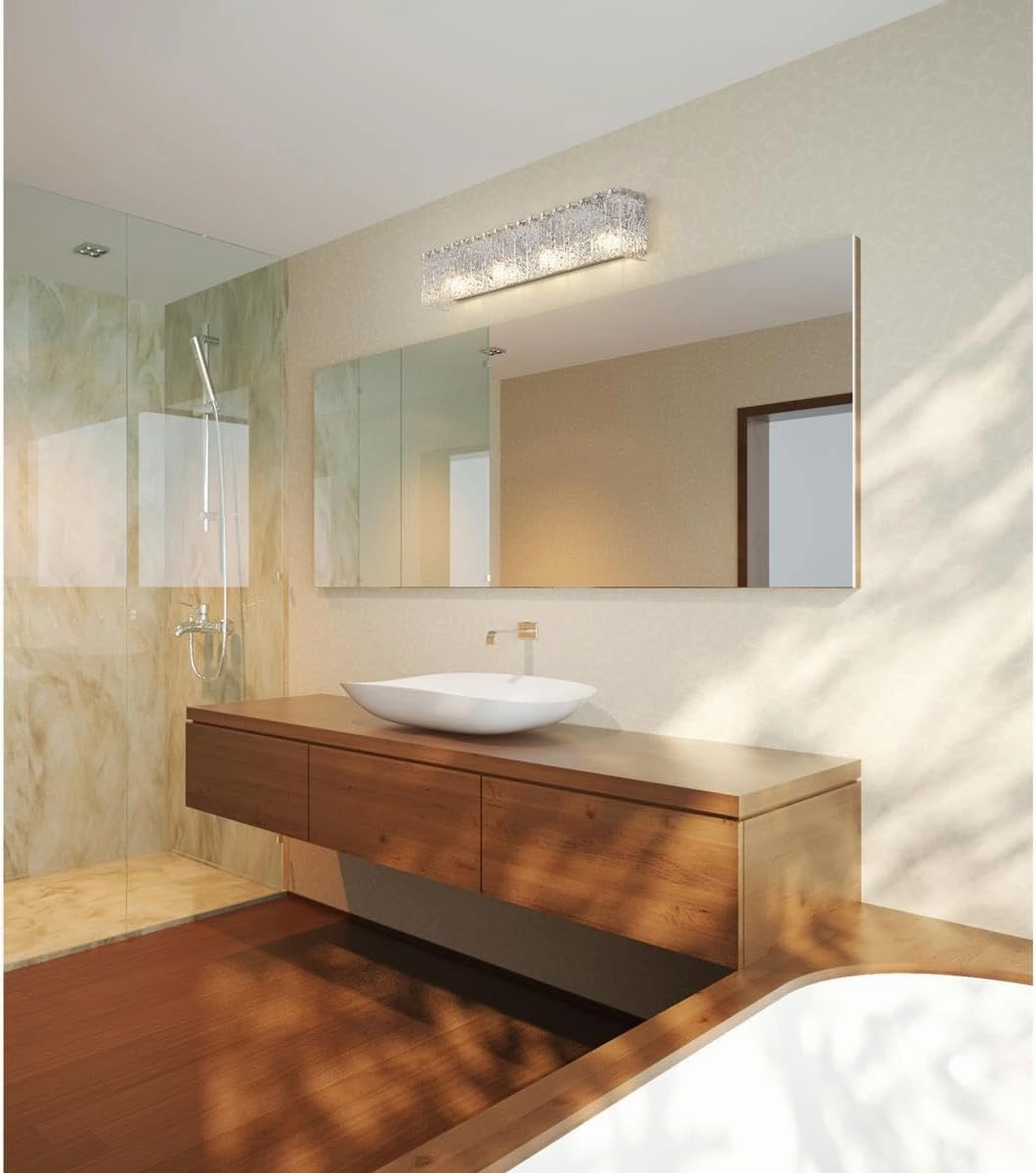 Z-Lite 1943-4V-CH Glacier - 4 Light Bath Vanity-7 Inch Tall and 31.25 Inch Wide, Finish Color: Chrome