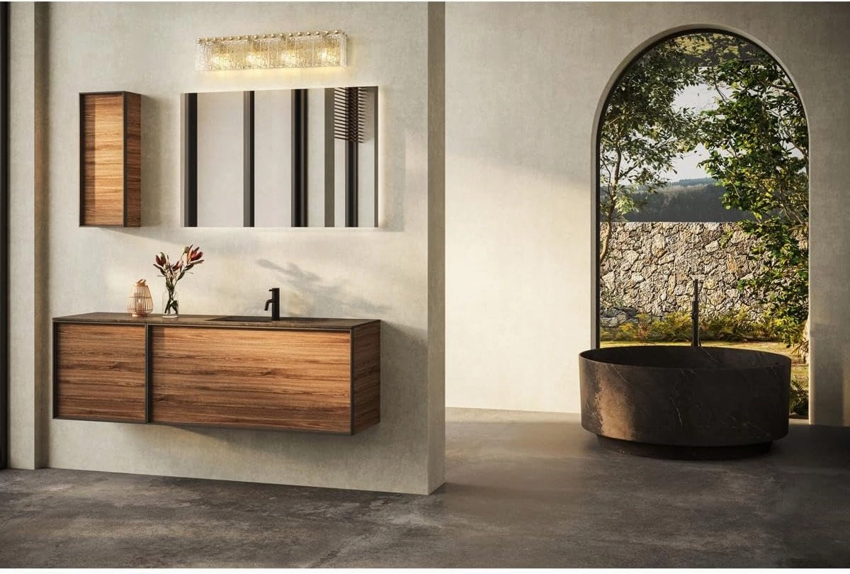 Z-Lite 1943-4V-MGLD Glacier - 4 Light Bath Vanity-7 Inch Tall and 31.25 Inch Wide, Finish Color: Modern Gold