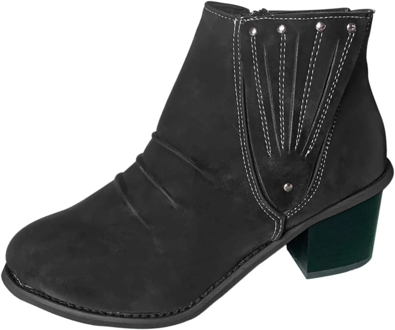 ZBYY Women's Ankle Booties Comfort Slip On Suede Low Chunky Heel Round Toe Side Zipper Winter Shorts Dress Shoes