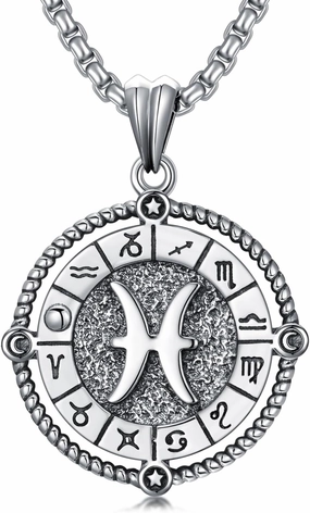 Zodiac Necklace 12 Constellation Horoscope Astrology Pendant Necklace 925 Sterling Silver Zodiac Sign Jewelry Gifts for Men Women
